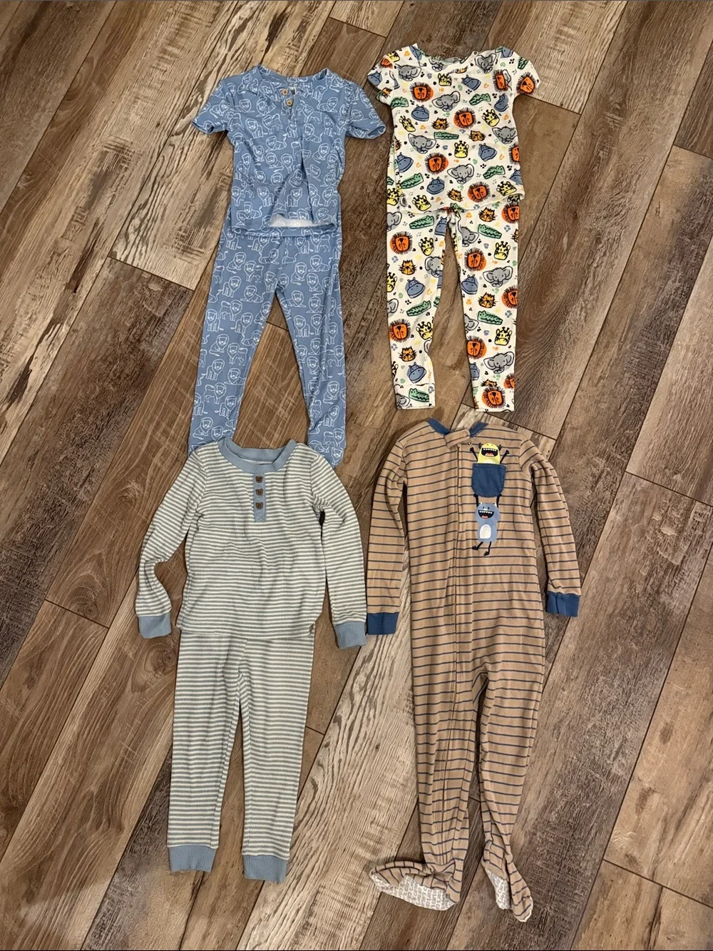 Mixed Blue and Neutral Kids One-Piece Pajama Set - Brand Unspecified